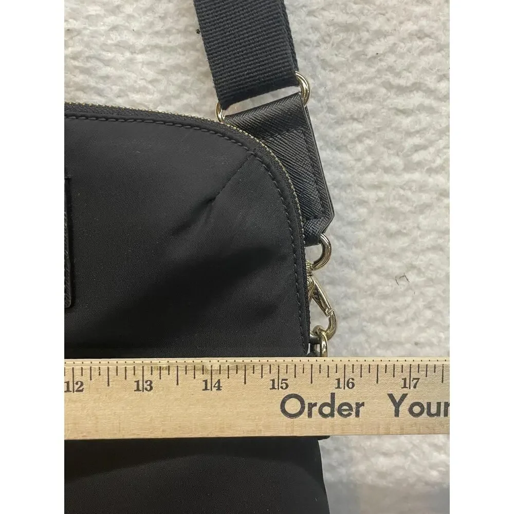 Kate Spade New York Laptop Tote Bag Womens Black Nylon Leather Trim Crossbody